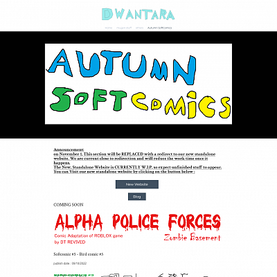 Snapshot of Autumnsoftcomics website at the time prior to redirection